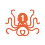 dessin d'une pieuvre en orange avec le numéro 1