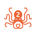 dessin d'une pieuvre en orange avec le numéro 2
