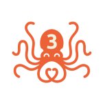 dessin d'une pieuvre en orange avec le numéro 3