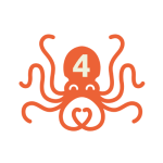 dessin d'une pieuvre en orange avec le numéro 4