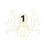 dessin d'une pieuvre en blanc avec le numéro 1