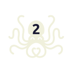 dessin d'une pieuvre en blanc avec le numéro 2
